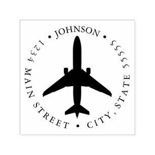 Aeroplane Pilot Silhouette Return Label Self-inking Stamp