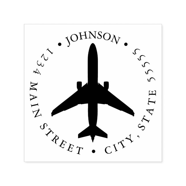 Aeroplane Pilot Silhouette Return Label Self-inking Stamp (Design)