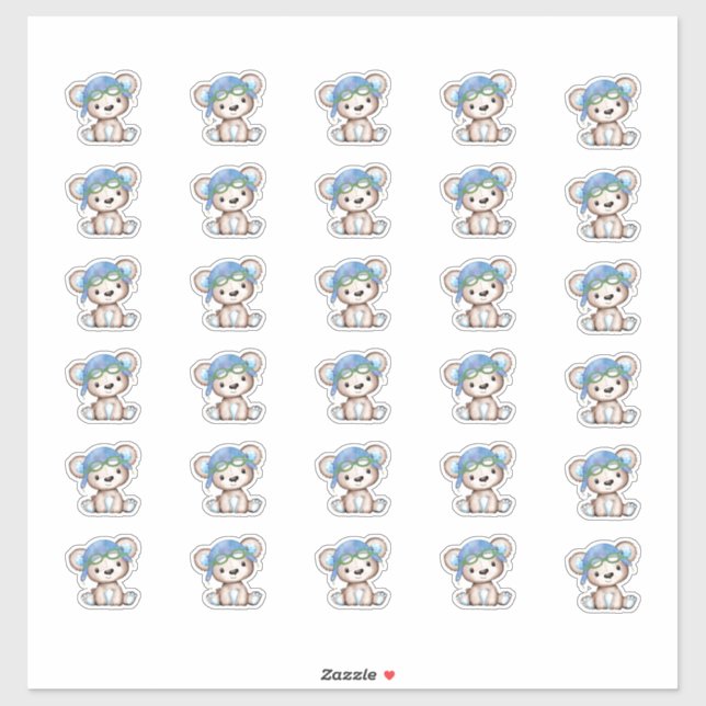 Aeroplane Pilot Teddy Bear Envelope Close 1.5" (Sheet)