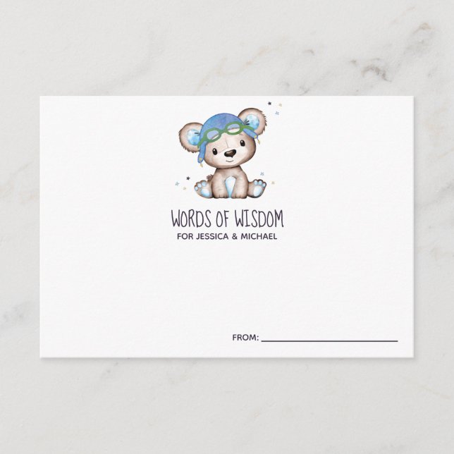 Aeroplane Pilot Teddy Bear Words of Wisdom Enclosure Card (Front)