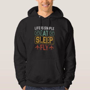 Aeroplane Pilot Vintage Jet Plane Retro Life Is Si Hoodie