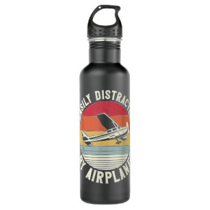 Aeroplane Pilot Vintage Retro Easily Distracted By 710 Ml Water Bottle