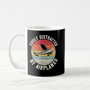 Aeroplane Pilot Vintage Retro Easily Distracted By Coffee Mug