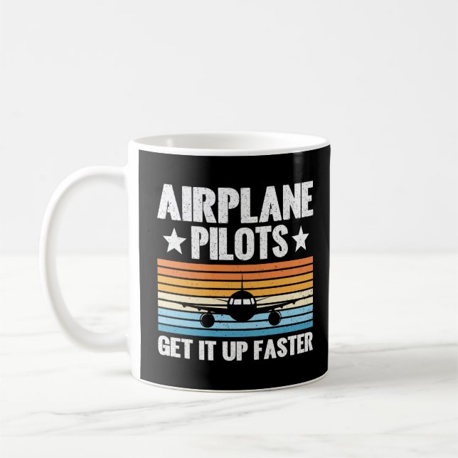 Aeroplane Pilots Get Up Faster  Aviator Aeroplane Coffee Mug (Left)