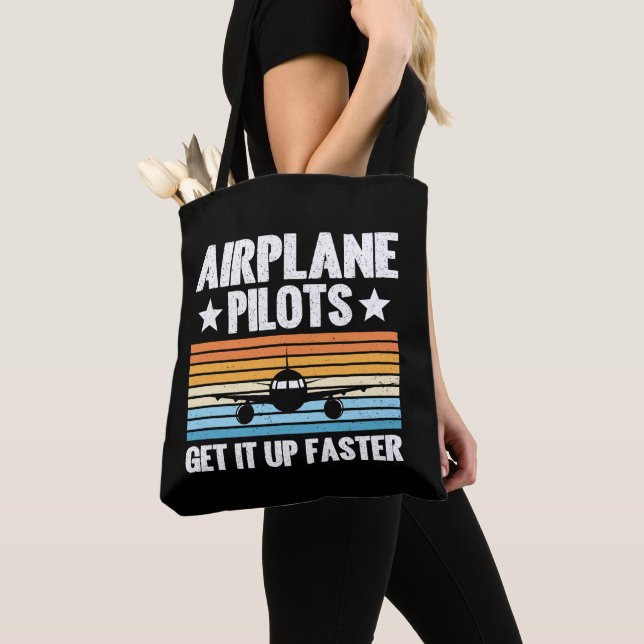 Aeroplane Pilots Get Up Faster  Aviator Aeroplane Tote Bag (Close Up)
