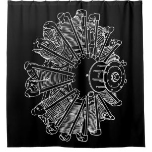 Aeroplane Piston Engine Diagram Shower Curtain