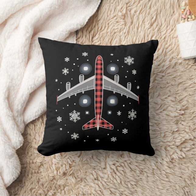 Aeroplane Plaid Christmas Pilot Cushion (Blanket)