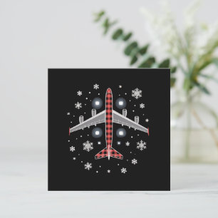 Aeroplane Plaid Christmas Pilot Invitation