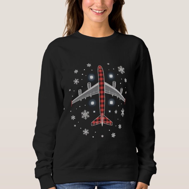Aeroplane Plaid Christmas Pilot Sweatshirt (Front)