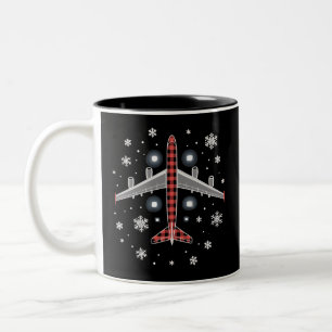 Aeroplane Plaid Christmas Pilot Two-Tone Coffee Mug