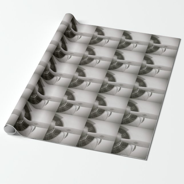 Aeroplane Propeller B&W Gift Wrapping Paper (Unrolled)