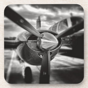 Aeroplane propeller Black and White Coaster