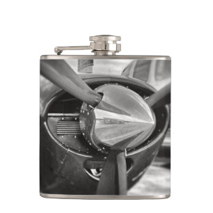Aeroplane propeller Black and White Hip Flask