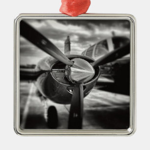 Aeroplane propeller Black and White Metal Tree Decoration