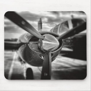 Aeroplane propeller Black and White Mouse Mat