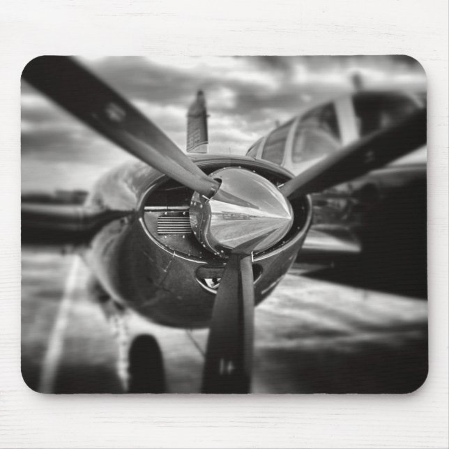 Aeroplane propeller Black and White Mouse Mat (Front)