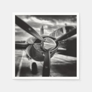 Aeroplane propeller Black and White Napkin