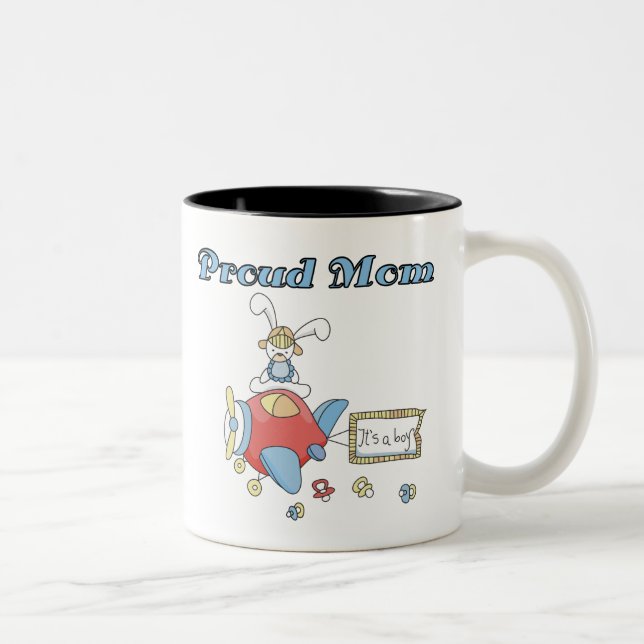 Aeroplane Proud Mum It's a Boy Two-Tone Coffee Mug (Right)