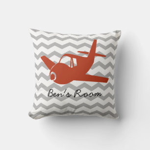 Aeroplane Red and Grey Cushion