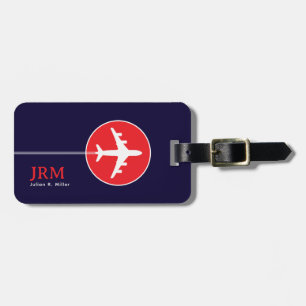 Aeroplane Red Blue Travel Jet Luggage Tag