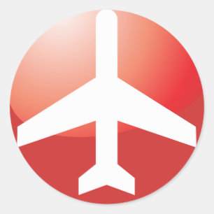 Aeroplane Red Easy Button Classic Round Sticker