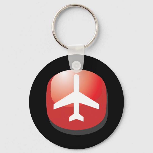 Aeroplane Red Easy Button Key Ring (Front)