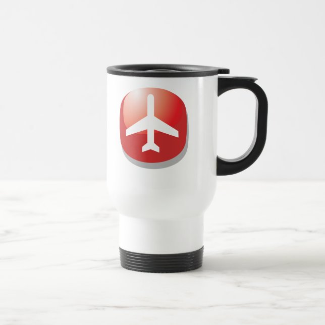 Aeroplane Red Easy Button Travel Mug (Right)