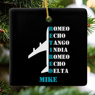 Aeroplane Retired Nato Phonetic Alphabet Aviation Ceramic Ornament