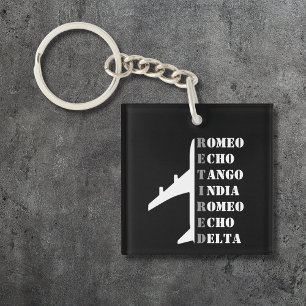 Aeroplane Retired Nato Phonetic Alphabet Photo Key Ring