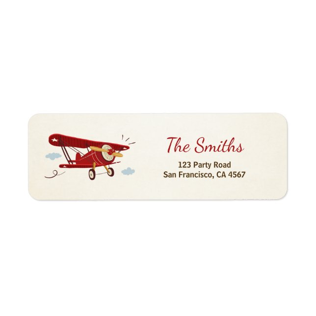 Aeroplane Return Address Label Plane Adventure (Front)