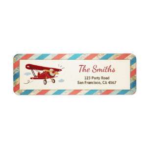 Aeroplane Return Address Label Plane Adventure