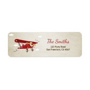 Aeroplane Return Address Label Plane Adventure