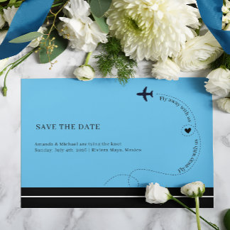 Aeroplane Route Destination Wedding Photo Announcement Postcard