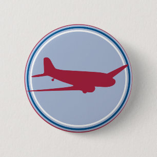 aeroplane silhouette 6 cm round badge