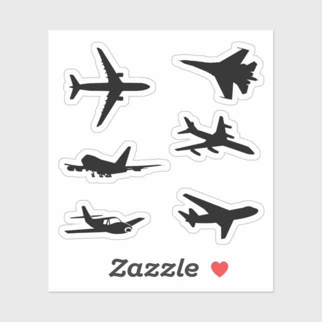 Aeroplane Silhouette Stickers (Sheet)