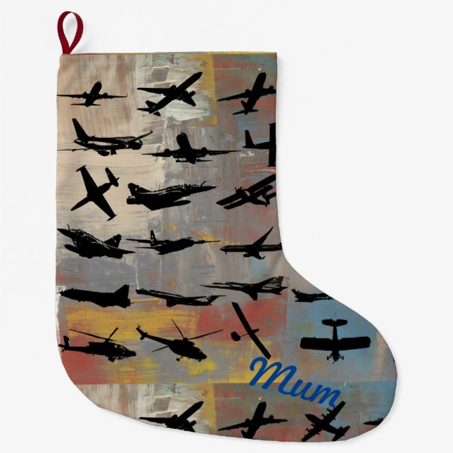  Aeroplane silhouettes small christmas stocking (Front)
