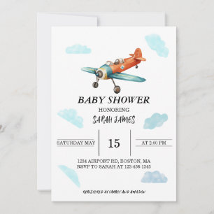 Aeroplane Sky Baby Shower Invitation
