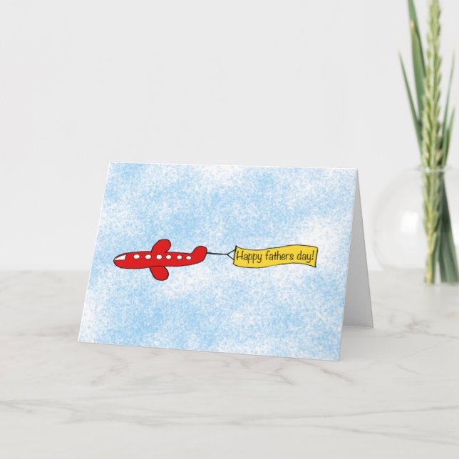 Aeroplane sky banner 'Happy Fathers Day' Cartoon Card (Front)