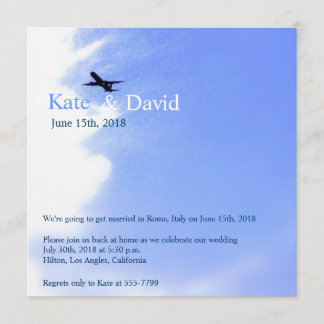 Aeroplane Sky Destination Wedding Custom Invitation
