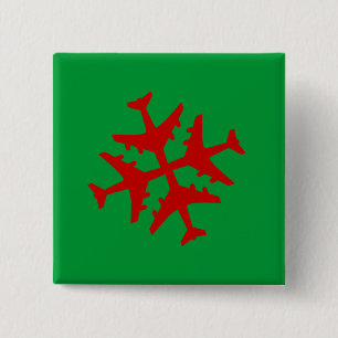 Aeroplane Snowflake 15 Cm Square Badge