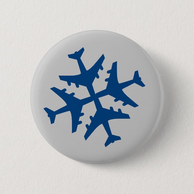 Aeroplane Snowflake 6 Cm Round Badge (Front)