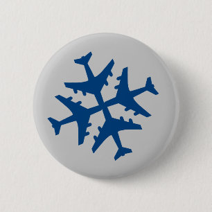 Aeroplane Snowflake 6 Cm Round Badge