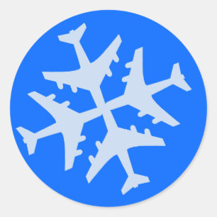 Aeroplane Snowflake Classic Round Sticker