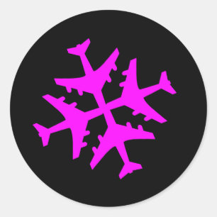 Aeroplane Snowflake Classic Round Sticker