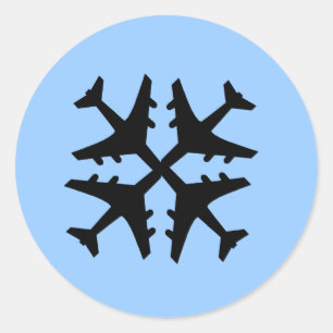 Aeroplane Snowflake Classic Round Sticker