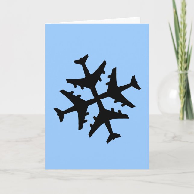 Aeroplane Snowflake Holiday Card (Front)