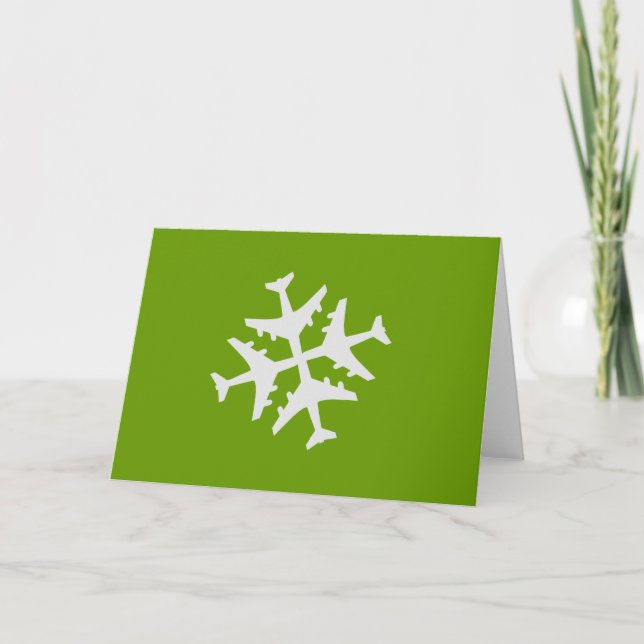 Aeroplane Snowflake Holiday Card (Front)