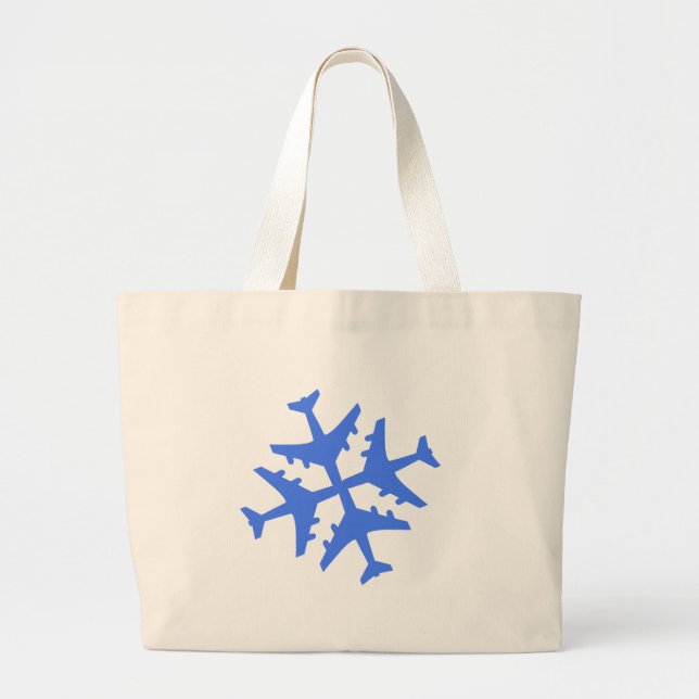 Aeroplane Snowflake Large Tote Bag (Front)