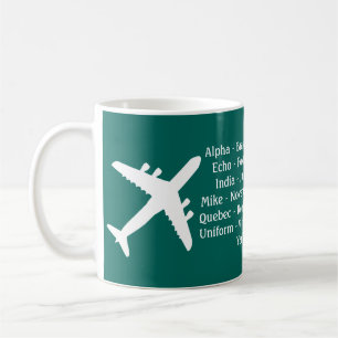 Aeroplane Spotters Phonetic Alphabet Aviation Mug