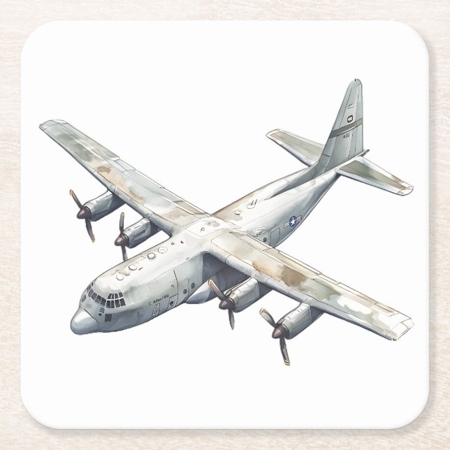 Aeroplane Square Paper Coaster (Front)